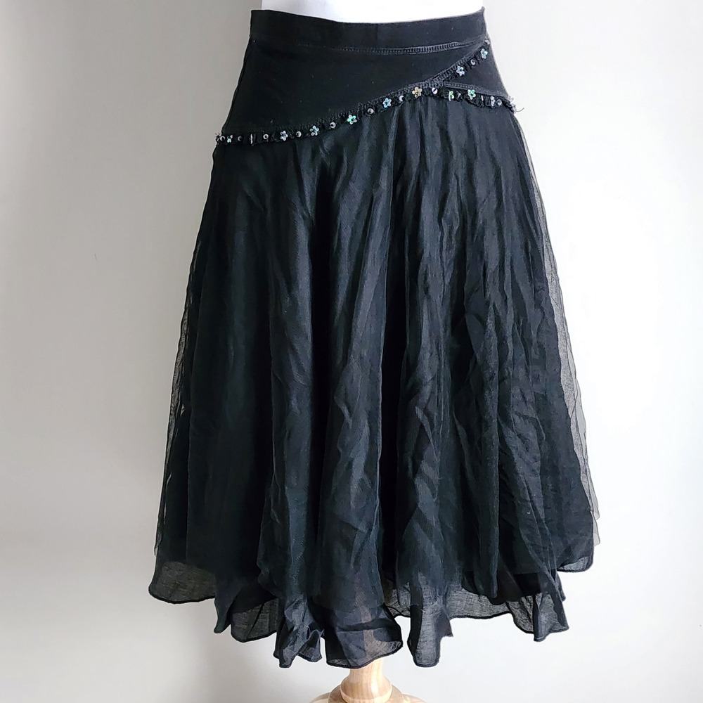 Free People Black Tulle Skirt Womens 6 Whimsigoth 
Fairy Goth Witchy Grunge
